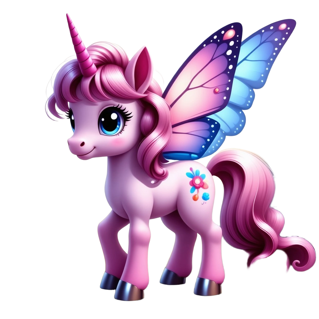 Magical Unicorn with Butterfly Wings